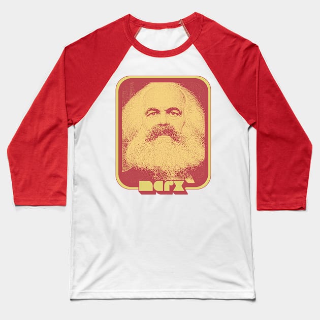 Karl Heinrich Marx // Retro Aesthetic Fan Art Design Baseball T-Shirt by DankFutura